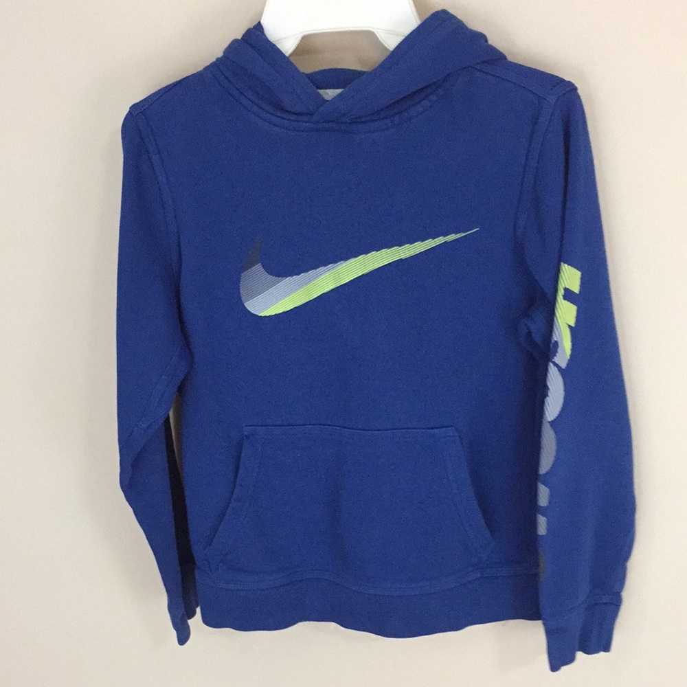 Nike Swoosh Blue Hoodie Hooded Sweatshirt Size Youth Large